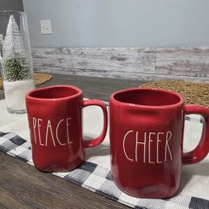 Rae Dunn Red Mugs - Peace & Cheer